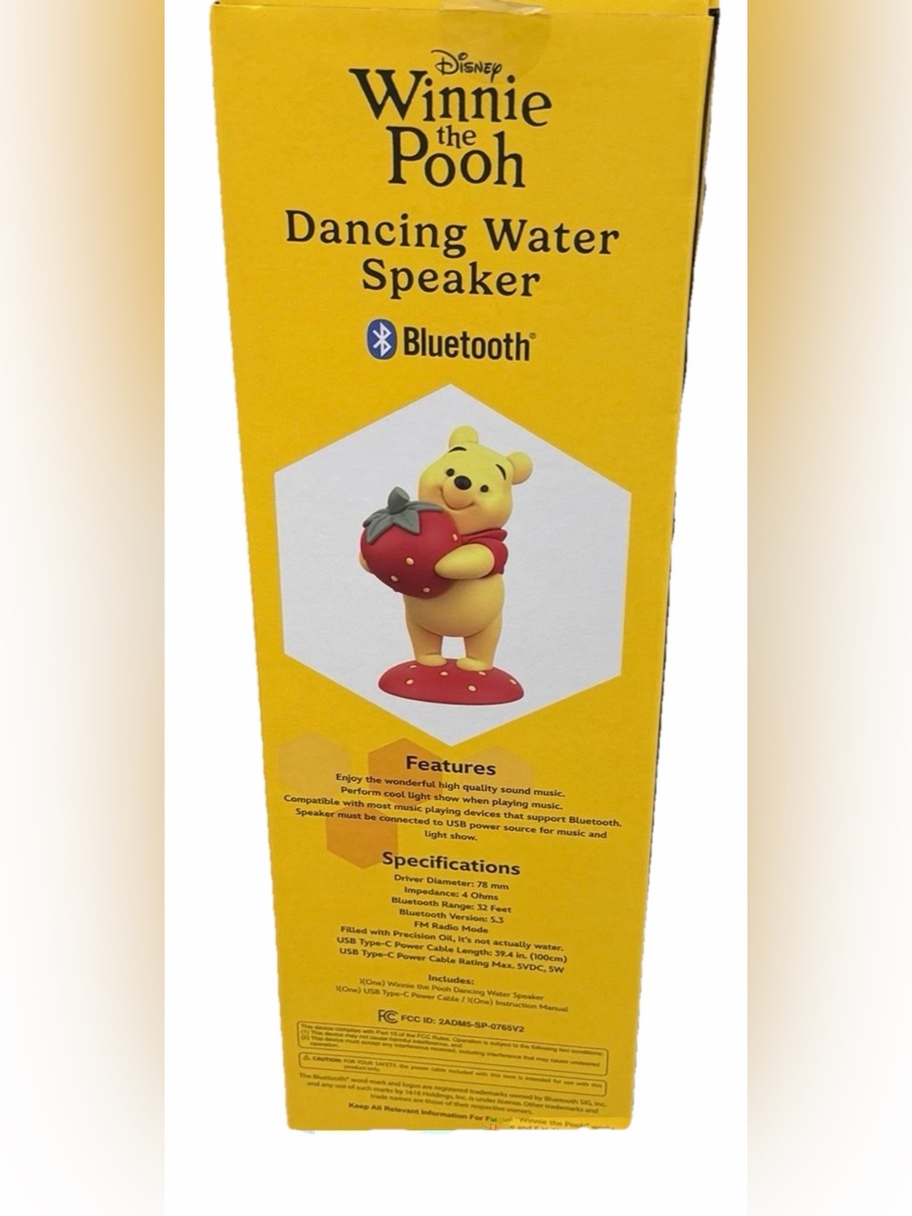 Disney Winnie the Pooh Yellow Bluetooth Dancing Water Speaker